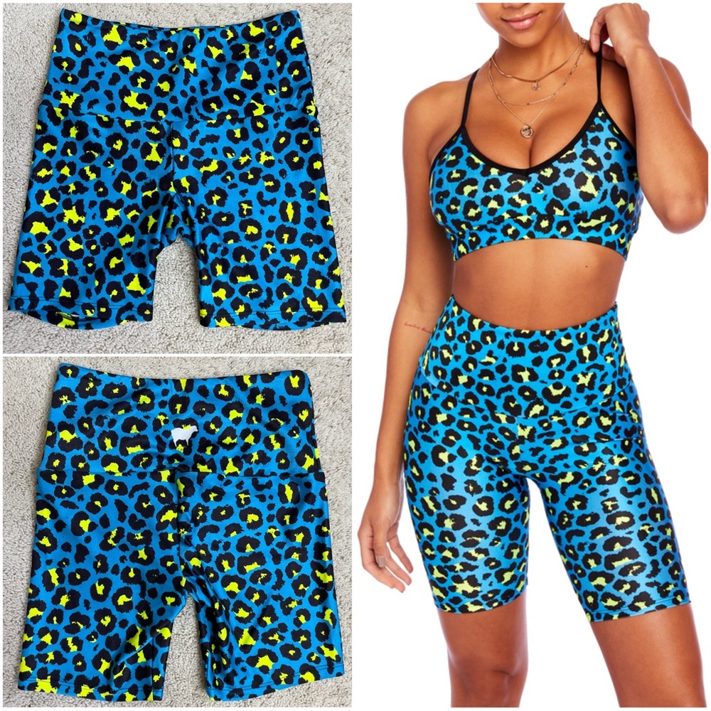 Goldsheep Neon Blue Cheetah Shorts (5” Inseam)